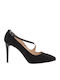 Ellen Suede Pointed Toe Stiletto Black High Heels 16706