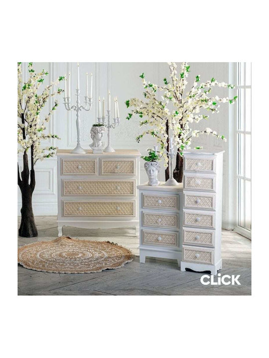 Chest of Drawers of Solid Wood with 4 Drawers Natural Beige - Mint 80x40x80cm