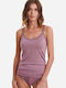 Women's T-Shirt with Spaghetti Strap Dark Pink