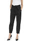 Damen Hoch tailliert Stoff Hose Schwarz