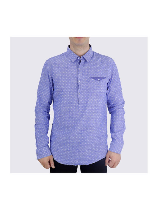 Men's blue linen shirt