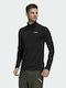 Adidas Multi Men's Athletic Long Sleeve Blouse with Zipper Black