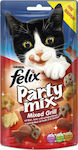 Purina Felix Party Mix Gustări Delicioase cu Carne de vită Grătar Mixt cu Carne de Vită, Pui și Somon pentru Pisici adulte 60gr