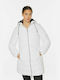 Superdry Boston Women's Long Puffer Jacket for Winter with Hood White