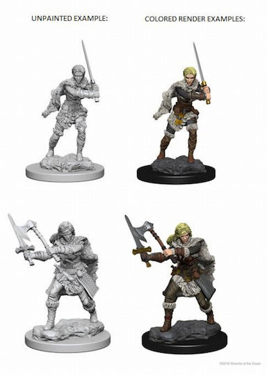 WizKids Dungeons & Dragons Nolzur's Marvelous Miniatures Unpainted Figures : Human Barbarian Female - Wave 1 2τμχ 2τμχ