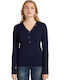 Tom Tailor Damen Langarm Pullover mit V-Ausschnitt Marineblau