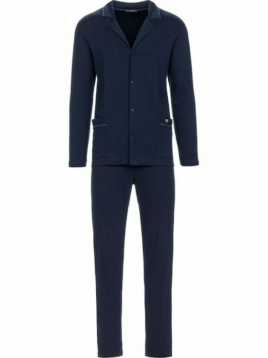 Vamp Men's Winter Cotton Pajamas Set Navy Blue