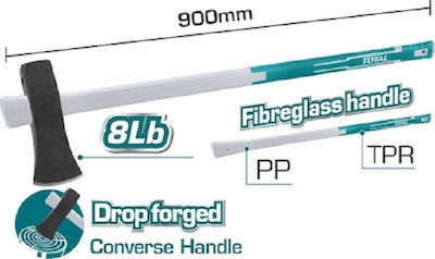 Total THT79808D Axt Aufteilung mit Kunststoffgriff Länge 90cm und Gewicht 3600gr