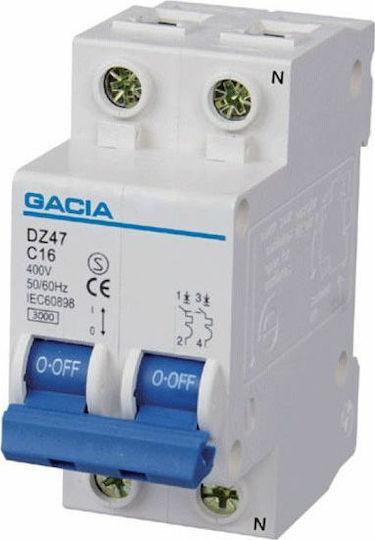 Gacia Αυτόματη Ασφάλεια 20A Διπολική AC 500-42313