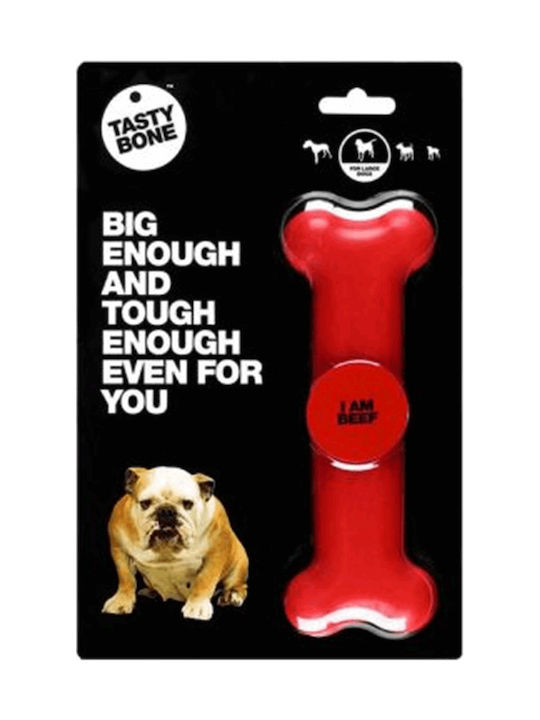 Tasty Bone Beef Nylon Knochenspielzeug Hund mit Geschmack Rindfleisch Groß 17εκ. Rot 1Stück