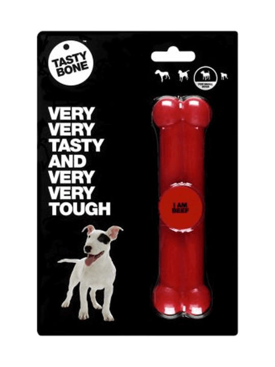 Tasty Bone Beef Nylon Knochenspielzeug Hund mit Geschmack Rindfleisch Klein 15εκ. Rot 1Stück