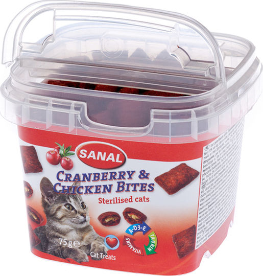 Sanal Cranberry & Chicken Bites Cat Treats with Chicken for Adult Cats 75gr
