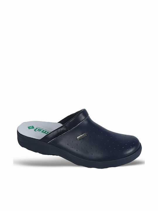 FAME Men's Leather Anatomic Clogs Blue