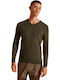 Superdry Orange Label Men's Long Sleeve Sweater with V-Neck Cedar Moss Grindle