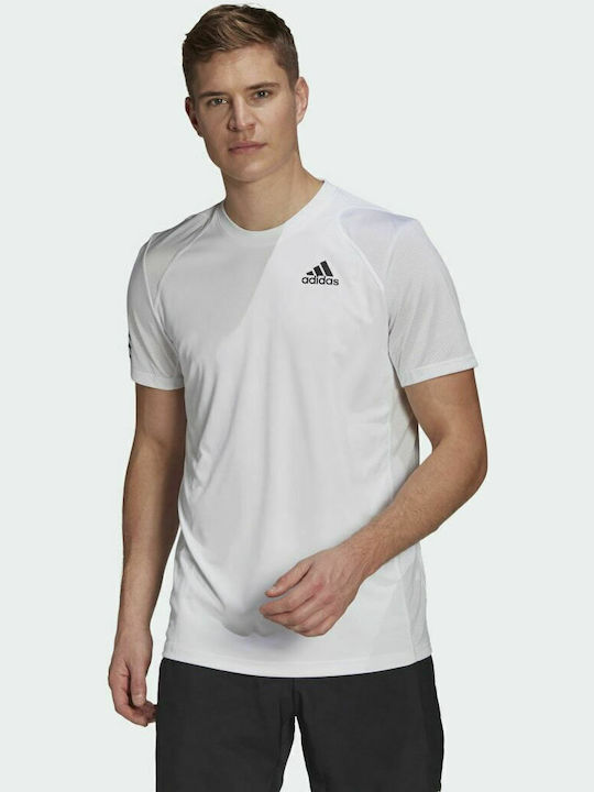 Adidas Club Tennis 3-Stripes Αθλητικό Ανδρικό T-shirt Λευκό με Λογότυπο