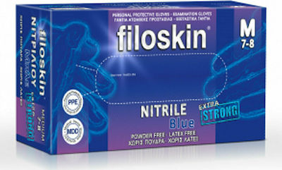 Filoskin Extra Strong Extra Strong Nitrile Examination Gloves Powder Free Blue 100pcs