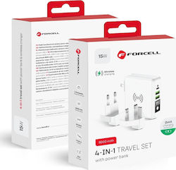 Forcell Multifunction 4in1 Wireless 8000mAh 15W Λευκό