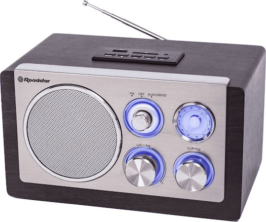 Roadstar HRA-1345NUSWD Retro Επιτραπέζιο Ραδιόφωνο Ρεύματος με USB Καφέ