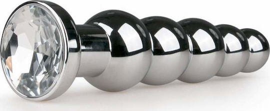 Easytoys Metal Butt Plug No14 Πρωκτική Σφήνα Silver/Clear 14cm