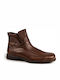 Leather Tabac Brown Men's Boots with Zipper