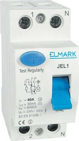 Elmark Ρελέ Ράγας Διαρροής 32A Διπολικό με Τάση 230V 32A/30mA 6kA