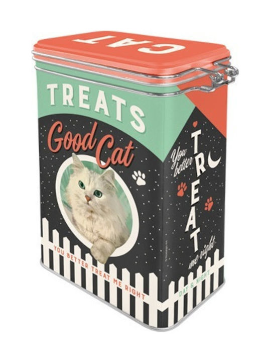 Nostalgic Art Animal Club Cat Treats Good Boy General Use Box with Lid Metallic Green 11x7.5x17.5cm 1 Piece