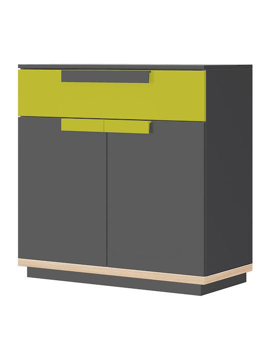 Kids Chest of Drawers Ashton Green / Black with Drawer 95x41x90cm