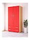 Zwei Türen Kinderkleiderschrank mit 2 Schubladen Eiche-Rot Nr.2 85x50x180cm