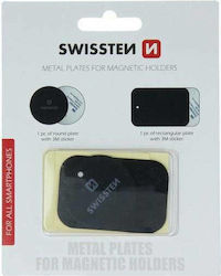 Swissten Mobile Phone Holder Car Metal Plates for Magnetic 2pcs with Anti-Slip Surface Black