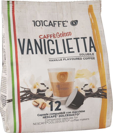 101Caffè Kapseln Espresso Caffe Goloso Vaniglietta Kompatibel mit Maschine Dolce Gusto 12Mützen