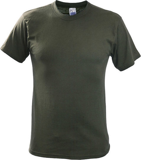 Survivors Short Sleeve T-shirt Greek Army 100% Cotton In Khaki Colour