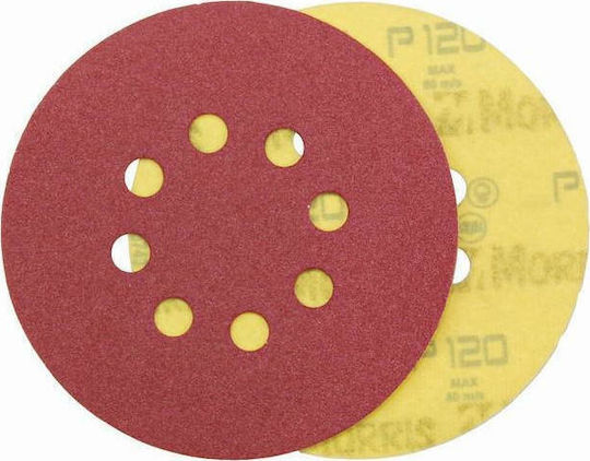 Morris Aluminium Oxide Velcro Orbital Sander Sanding Sheet K100 with 8 Holes 125x125mm