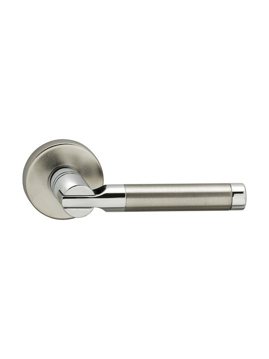 Viometale Lever Middle Door with Rosette 06.220 RO 06.01.220.P7 Pair Nickel / Chrome