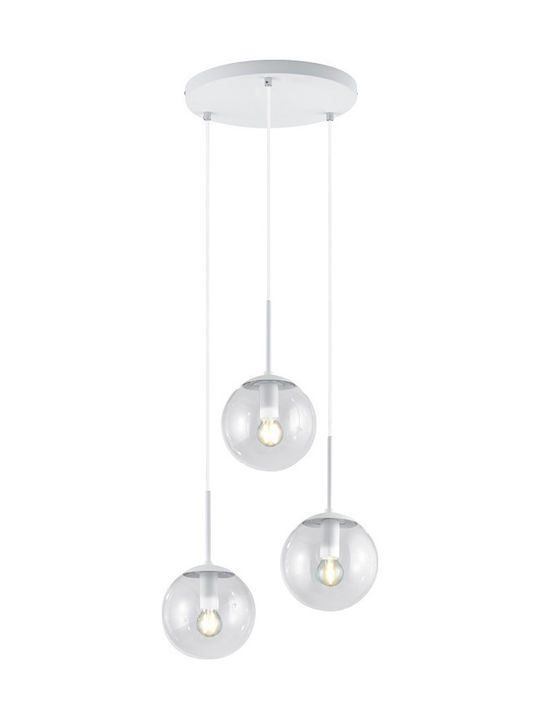 Trio Lighting Balini Μοντέρνο Κρεμαστό Φωτιστικό Τρίφωτο με Ντουί E14 σε Λευκό Χρώμα