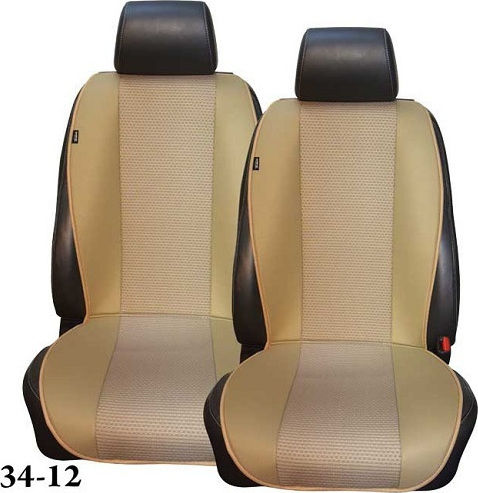 3Lines Car Seat Back Set 2pcs Polyester Jacquard Beige