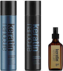 Keratin Nanocure Hydration Keratin Haarpflegeset mit Shampoo 3Stück