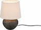 Trio Lighting Lou Ceramic Table Lamp for Socket E14 with Beige Shade and Brown Base