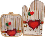 Keskor Oven Mitt and Pot Holder Set Beige 2pcs