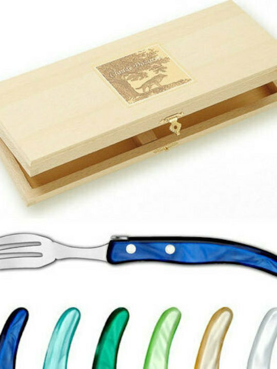 Claude Dozorme Laguiole Set de Furculițe Fructe/Desert Inoxidabile Blue Green 6buc