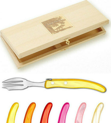 Claude Dozorme Laguiole Set Gabeln Obst/Dessert Edelstahl Rouge Orange 6Stück
