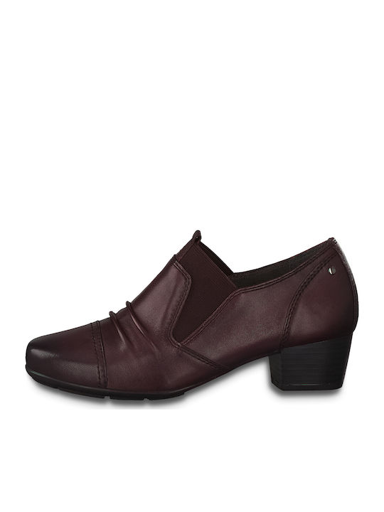 Jana Leather Women's Ankle Boots Burgundy