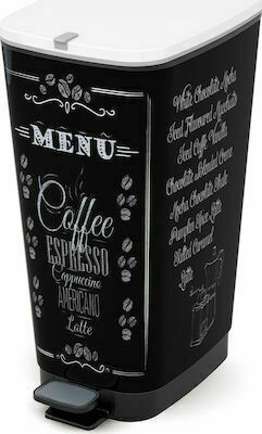 Kis Chic Coffee Menu Κάδος Απορριμμάτων Πλαστικός με Πεντάλ Μαύρος 50lt