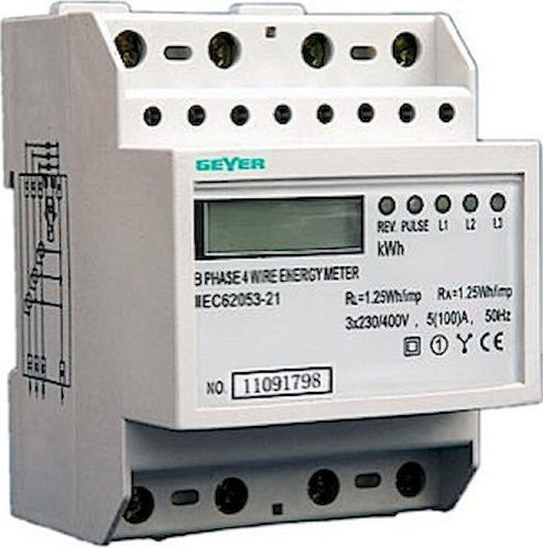 Geyer Pulse Counter Electric Panel Digital Rail Three-Phase Wi-Fi Three-Phase Digital 100A ER815