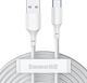 Baseus Simple Wisdom USB 2.0 Cable USB-C male - USB-A male 40W White 1.5m (TZCATZJ-02)