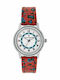 Lulu Castagnette Kids Analog Watch Animal Print with Leather Strap Red