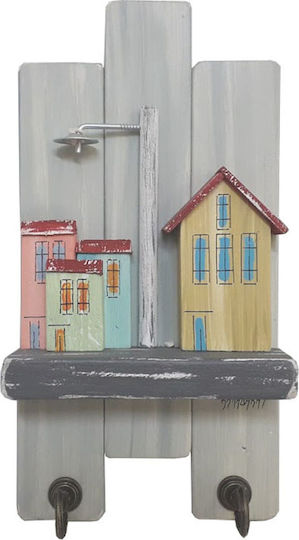 Kapadakis Wood Art Σπίτια Χρωματιστά Ξύλινη 2 Θέσεων 21x7x30cm