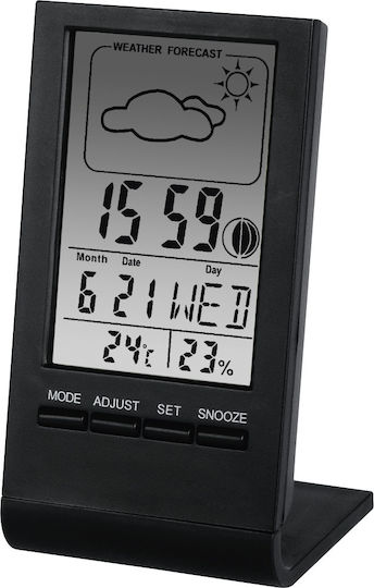 HAMA TH-100 LCD Θερμόμετρo & Υγρασιόμετρo Επιτραπέζιο για Χρήση σε Εσωτερικό Χώρο Μαύρο