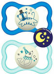 Mam Orthodontic Pacifiers Silicone Air Night Blue Night for 6-16 months 2pcs