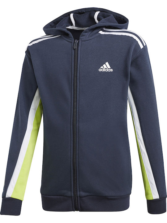 Adidas Αθλητική Παιδική Ζακέτα Φούτερ με Κουκούλα Navy Μπλε Bold