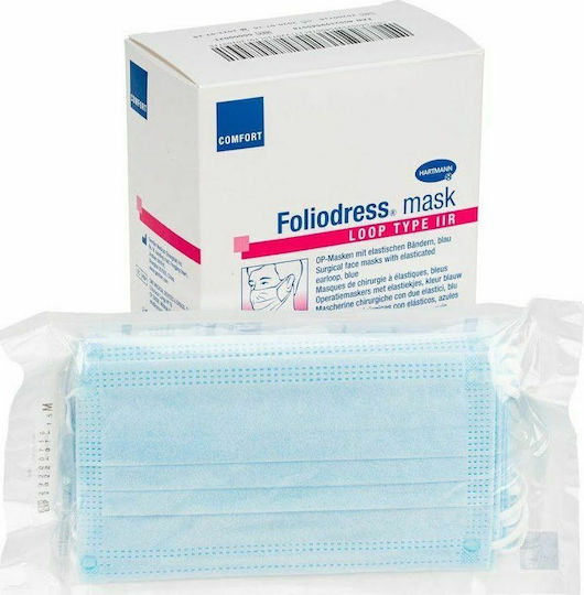Hartmann Foliodress Mask Loop Type II R Μάσκα Προστασίας Μιας Χρήσης Χειρουργική Τύπου IIR Γαλάζια 1076930 50τμχ